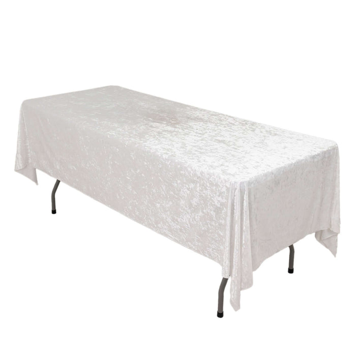 60"x102" White Premium Crushed Velvet Rectangular Tablecloth