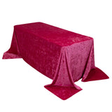 Fuchsia Seamless Premium Crushed Velvet Rectangle Tablecloth - 90x132inch for 6 Foot Table