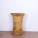 Gold Crushed Velvet Spandex Fitted Round Highboy Cocktail Table Cover