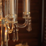 36inc | 4 Arm Premium Crystal Glass Taper Candle Holder Candelabra with Chandelier Chains