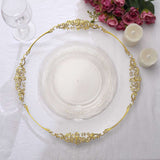 12 Pack | 7inch Clear Gold Glittered Premium Plastic Dessert Salad Plates