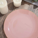 10 Pack | 8inch Glossy Dusty Rose Round Plastic Salad Plates With Gold Rim