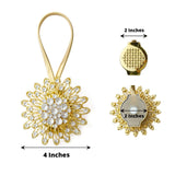 2 Pack | 4inch Gold Crystal Flower Magnetic Curtain Tie Backs