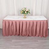 21ft Dusty Rose Pleated Polyester Table Skirt, Banquet Folding Table Skirt