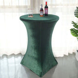 Hunter Emerald Green Premium Velvet Spandex Fit Cocktail Tablecloth With Foot Pockets