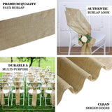 5 Pack | Gold Jute Faux Burlap Chair Sashes, Boho Chic Linen Decor - 6x108inch