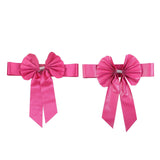 5 Pack | Fuchsia | Reversible Chair Sashes with Buckle | Double Sided Pre-tied Bow Tie Chair Bands | Satin & Faux Leather