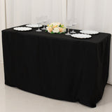 Black Fitted Polyester Rectangle Tablecloth 4ft for Special Size 48x24x30inch Tables