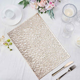 6 Pack Gold Metallic Vinyl Placemats, Floral Non-Slip Rectangle Dining Table Mats 12"x18"