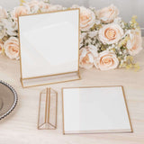 6 Pack Gold Rectangle Frame Acrylic Freestanding Table Display Stands