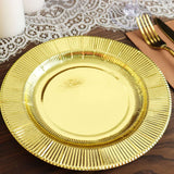 25 Pack | Gold Sunray 8inch Dessert Appetizer Paper Plates, Disposable Party Plates