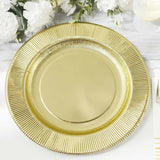 25 Pack | Metallic Gold Sunray 10inch Serving Dinner Paper Plates, Disposable Party Plates - 350 GSM