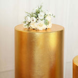 Set of 5 | Metallic Gold Cylinder Stretch Fit Pedestal Pillar Covers