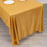 60x126inch Gold Shimmer Sequin Dots Polyester Tablecloth, Wrinkle Free Sparkle Glitter