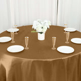 132Inch Gold Seamless Satin Round Tablecloth