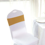 5 pack | 5"x14" Gold Spandex Stretch Chair Sash with Silver Diamond Ring Slide Buckle