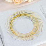 10 Pack | 7inch Clear / Gold Swirl Rim Disposable Salad Plates