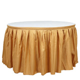 14ft Gold Pleated Polyester Table Skirt, Banquet Folding Table Skirt