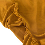 6ft Gold Wavy Spandex Fitted Round 1-Piece Tablecloth Table Skirt, Stretchy Table Cover with Ruffles