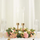 2 Pack | 16inch Gold Metal Glass Candle Stands, Candlestick Holders With Chimney Candle Shades