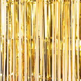 8ft Gold Metallic Tinsel Foil Fringe Doorway Curtain Party Backdrop