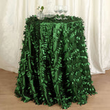 132inches Green Leaf Petal Taffeta Round Tablecloth