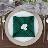 5 Pack | Hunter Emerald Green Accordion Crinkle Taffeta Dinner Napkins | 20x20Inch