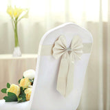 5 Pack | Ivory | Reversible Chair Sashes with Buckle | Double Sided Pre-tied Bow Tie Chair Bands | Satin & Faux Leather