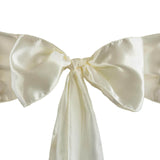 5 pack - 6 inch x 106 inch Ivory Satin Chair Sashes#whtbkgd