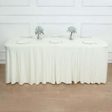 6ft Ivory Wavy Spandex Fitted Rectangle 1-Piece Tablecloth Table Skirt