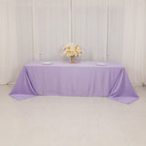 90x156inch Lavender Lilac Seamless Lamour Satin Rectangle Tablecloth for 8 Foot Table