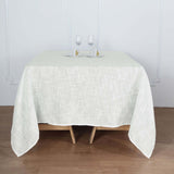 72x72 White Linen Square Overlay | Slubby Textured Wrinkle Resistant Table Overlay