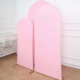 Set of 3 | Matte Pink Spandex Fitted Chiara Backdrop Stand Cover For Round Top