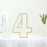 8" Tall | Gold Wedding Table Numbers | Freestanding 3D Decorative Metal Wire Numbers | 4