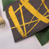 20 Pack | 3 Ply Metallic Gold Streaks Design Black Paper Dinner Napkins | Wedding Cocktail Napkins