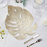 6 Pack Gold Vinyl Placemats, Monstera Leaf Non-Slip Dining Table Mats 18"