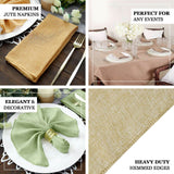 5 Pack | Gold Boho Chic Rustic Faux Burlap Cloth Dinner Napkins - 19inch