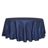 120inch Navy Blue Accordion Crinkle Taffeta Round Tablecloth