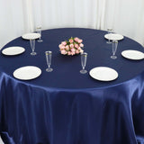 132inch Navy Blue Seamless Satin Round Tablecloth