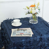 54" Navy Blue 3D Leaf Petal Taffeta Fabric Square Tablecloth