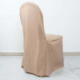 Nude Polyester Banquet Chair Cover, Reusable Stain Resistant Slip On Chair Cover