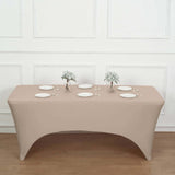 6ft Nude Spandex Stretch Fitted Rectangular Tablecloth