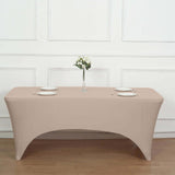 Nude Stretch Spandex Rectangle Tablecloth 8ft Wrinkle Free Fitted Table Cover