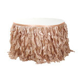 14ft Nude Curly Willow Taffeta Table Skirt