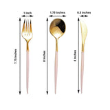 Metallic Gold Modern Silverware Set, Premium Plastic Cutlery Set With Rose Gold Handle - 8Inch