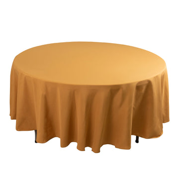 Premium Polyester 108" Round Tablecloth Gold - Wrinkle-Resistant 220GSM Table Cover for Weddings & Events