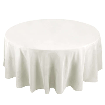 Premium Polyester 108" Round Tablecloth Ivory - Wrinkle-Resistant 220GSM Table Cover