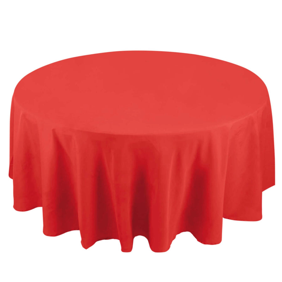 108" Red Premium Polyester Round Tablecloth - 220GSM