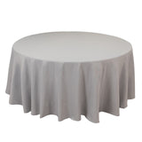 108" Silver Premium Polyester Round Tablecloth - 220GSM