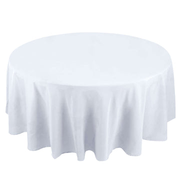 Premium Polyester 108" Round Tablecloth White - Wrinkle-Resistant 220GSM Table Cover for Weddings & Events